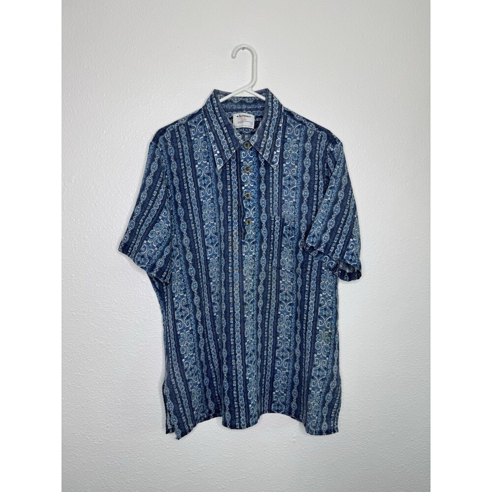 Vintage Arrow Casual Wear Gent Shirt Short Sleeve Button-Up Men's L Geometric
